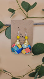 Geometric Mosaic Drop Earrings