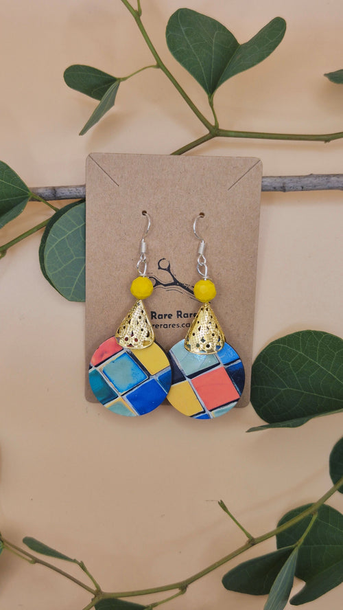 Geometric Mosaic Drop Earrings