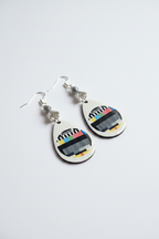 Retro Broken TV screen effect earrings