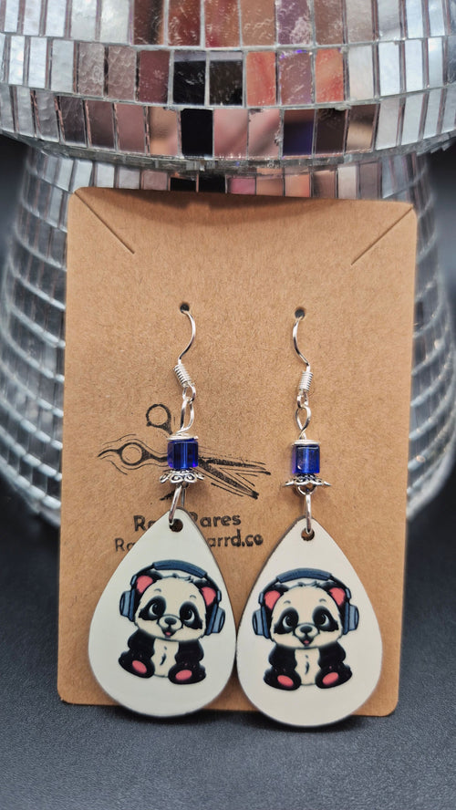 Disco Panda Drop Earrings