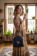 Rainbow Flower Denim Crossbody Bag