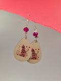 Floral Cat Teardrop Earrings