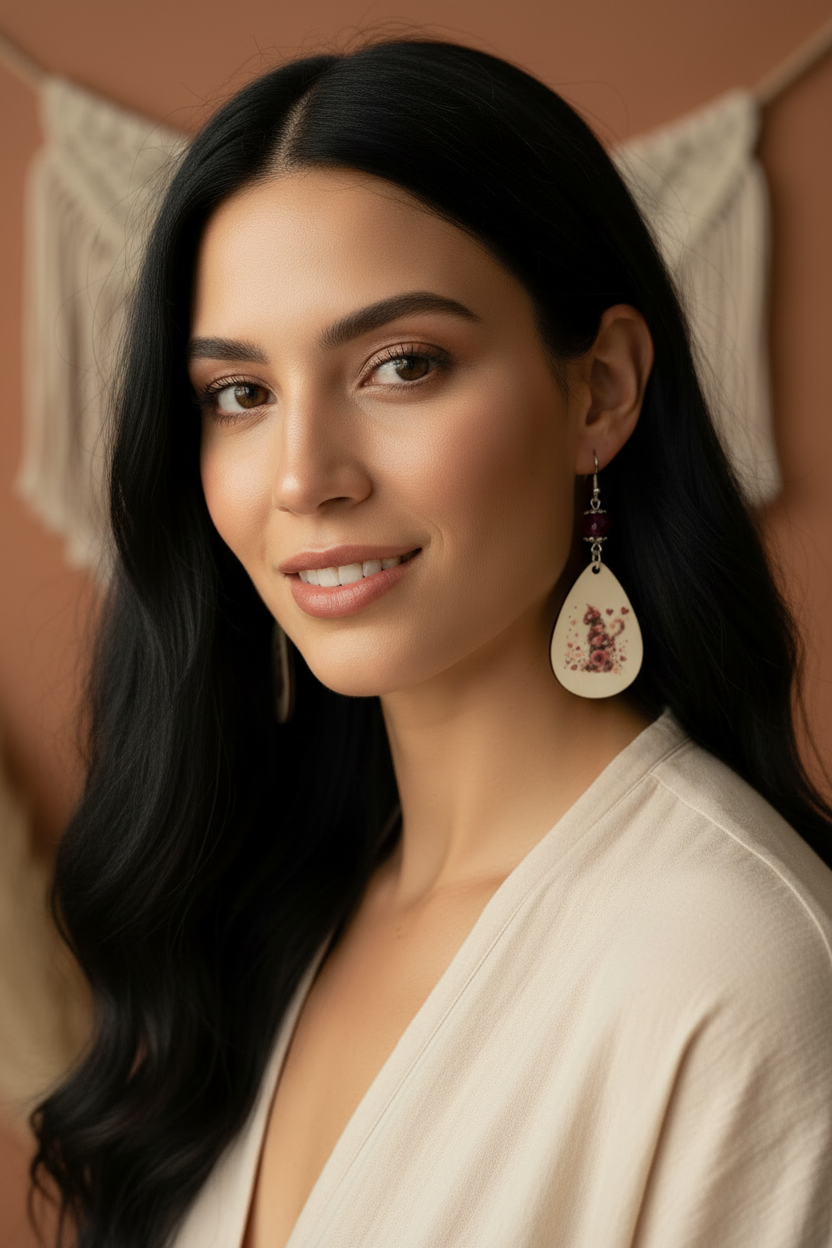 Floral Cat Teardrop Earrings