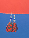 Red & Blue checkered Teardrop earrings