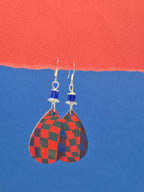 Red & Blue checkered Teardrop earrings