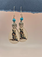 Bastet Cat Teardrop Earrings