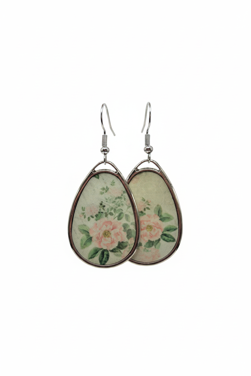 Vintage Floral Teardrop Earrings