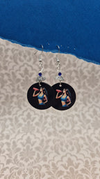 Gym Girl Circle Earrings with Blue Crystal