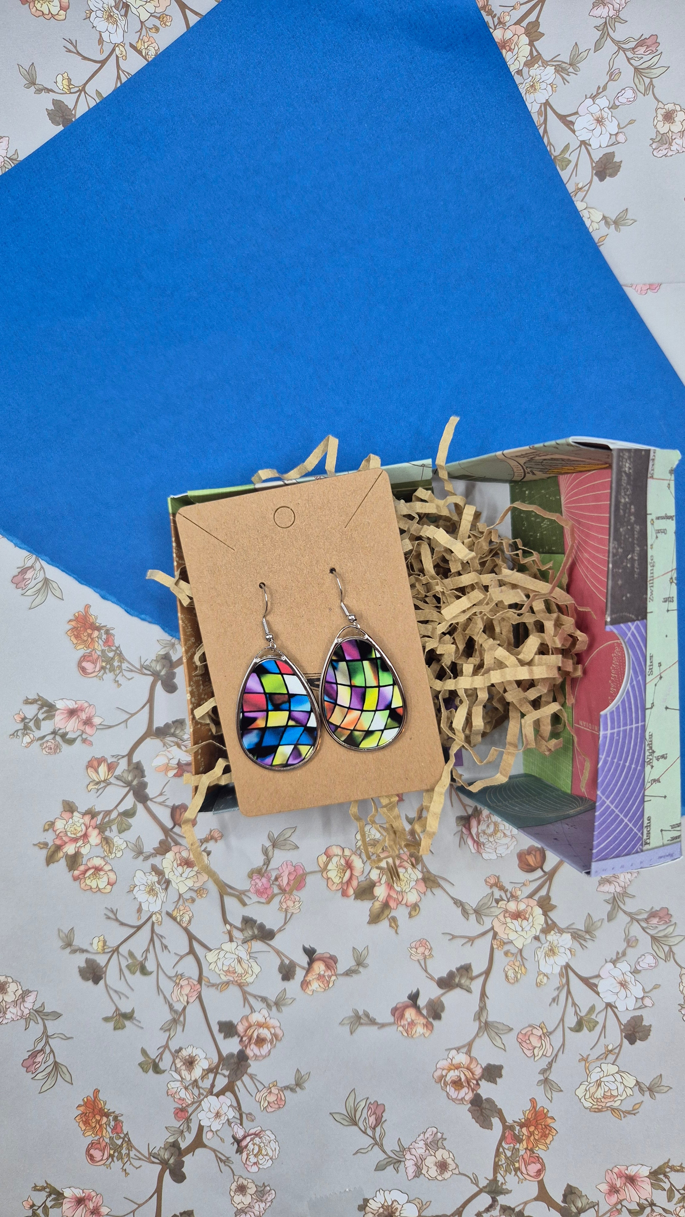 Mosaic Kaleidoscope Teardrop Earrings
