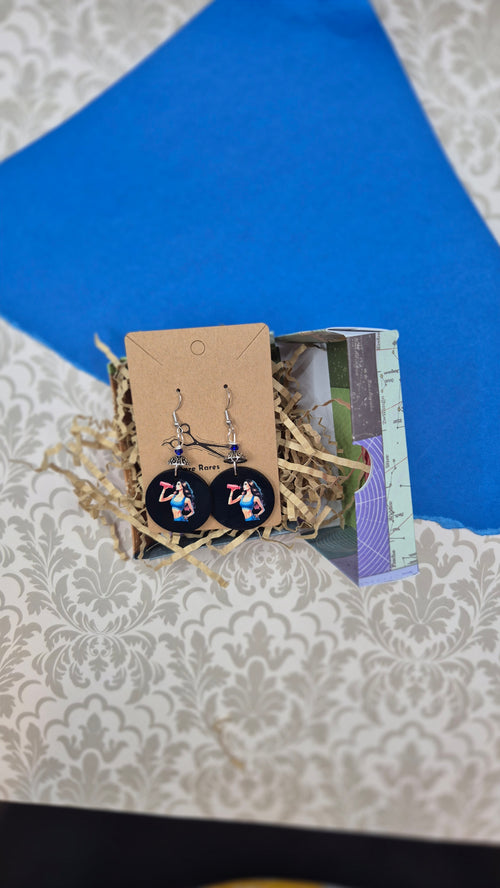 Gym Girl Circle Earrings with Blue Crystal