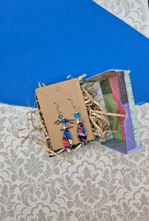 Harlequin Diamond Teardrop Earrings Blue Crystal