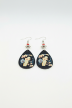 Floral Portrait Teardrop Earrings