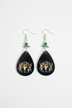 Sunflower Bull Skull Drop Earrings