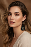 Sunflower Bull Skull Drop Earrings