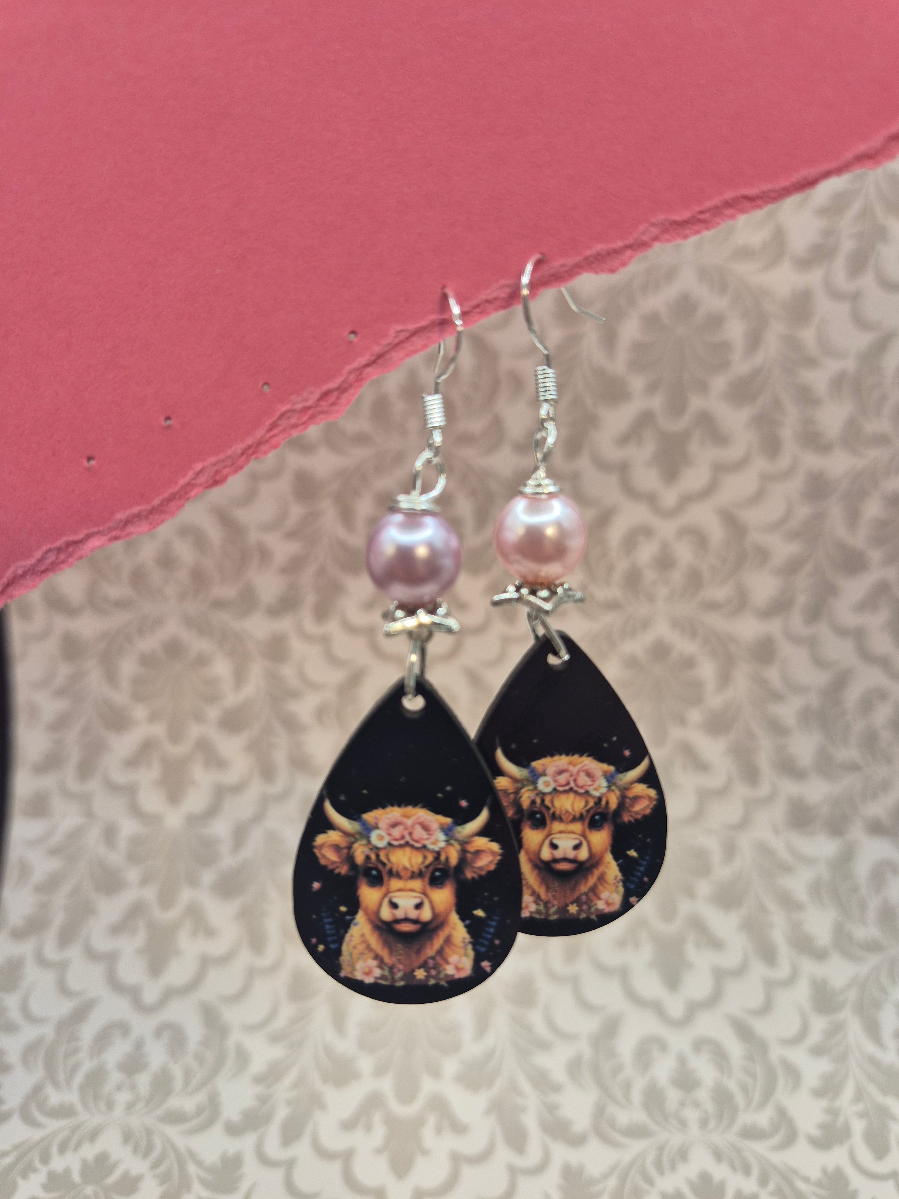 Highland Cow Teardrop Earrings