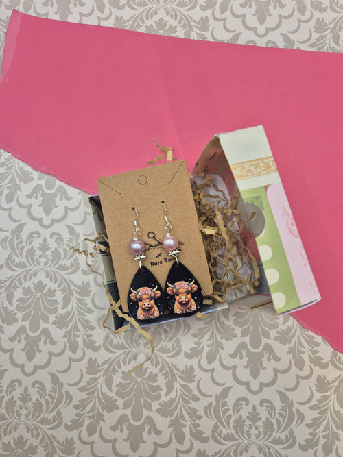 Highland Cow Teardrop Earrings