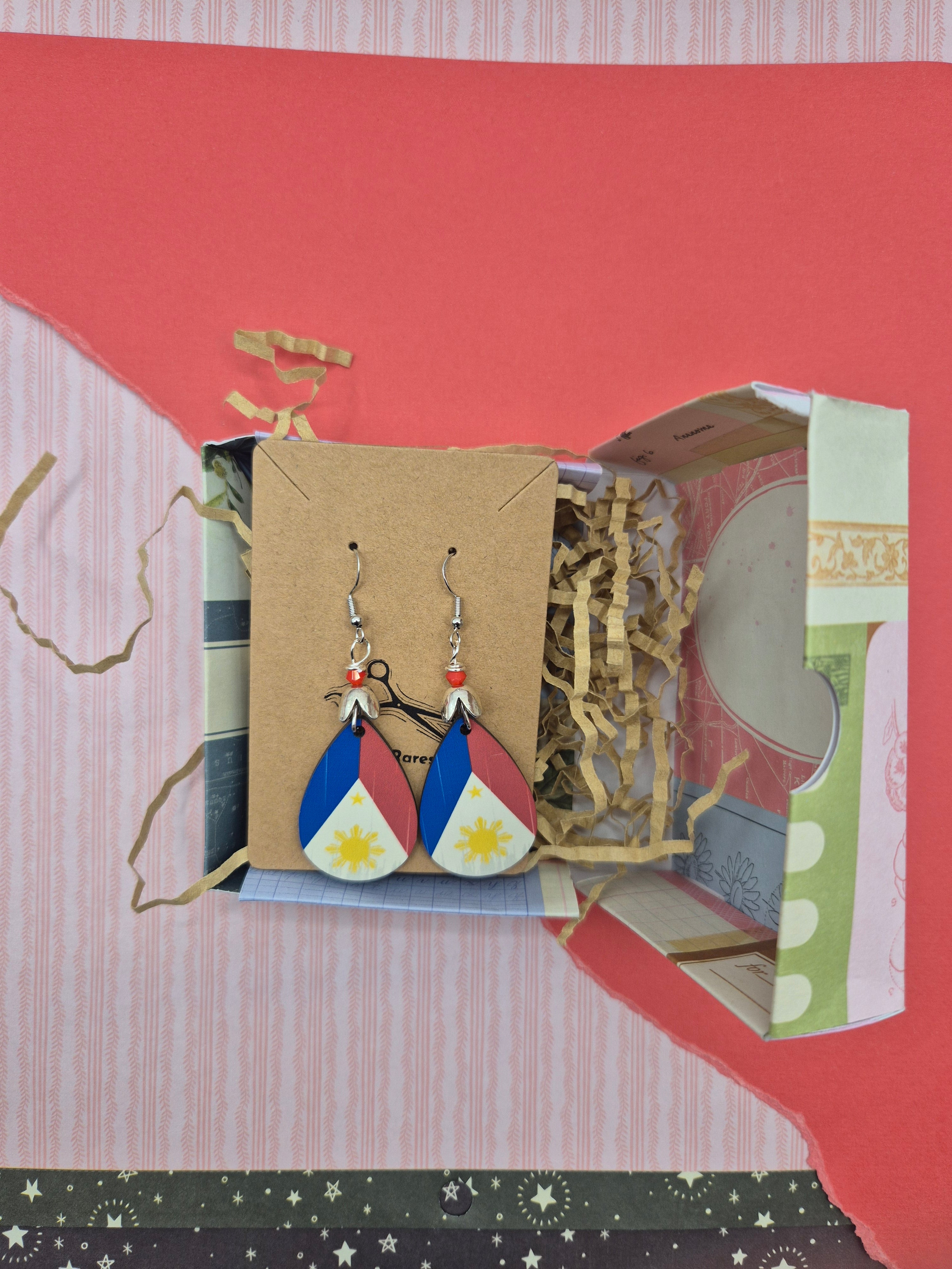 Philippine Flag Teardrop Earrings