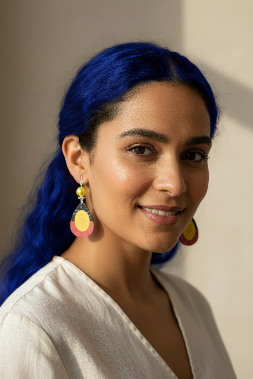 Aboriginal Flag Teardrop Earrings
