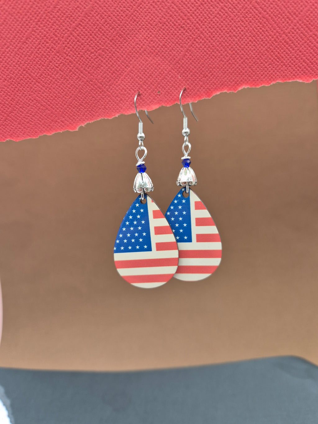 American Flag Teardrop Earrings