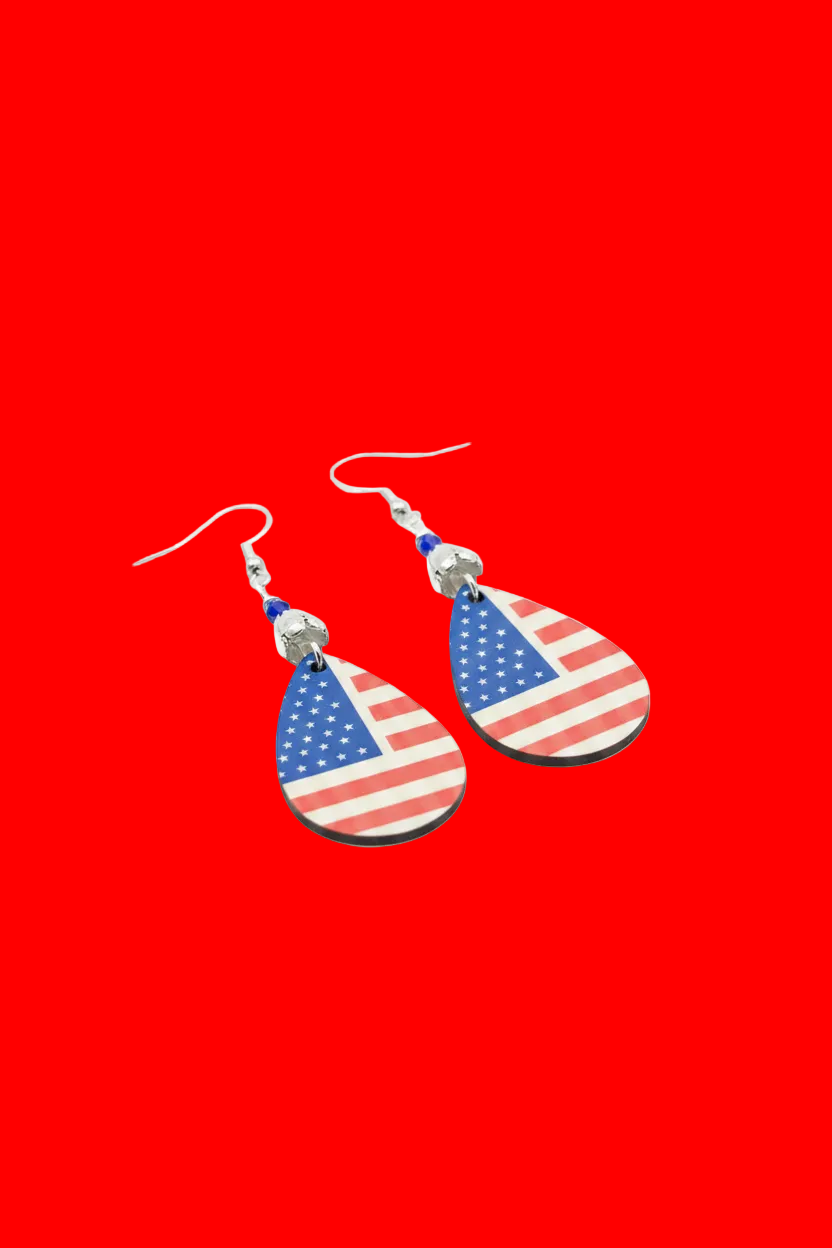 American Flag Teardrop Earrings