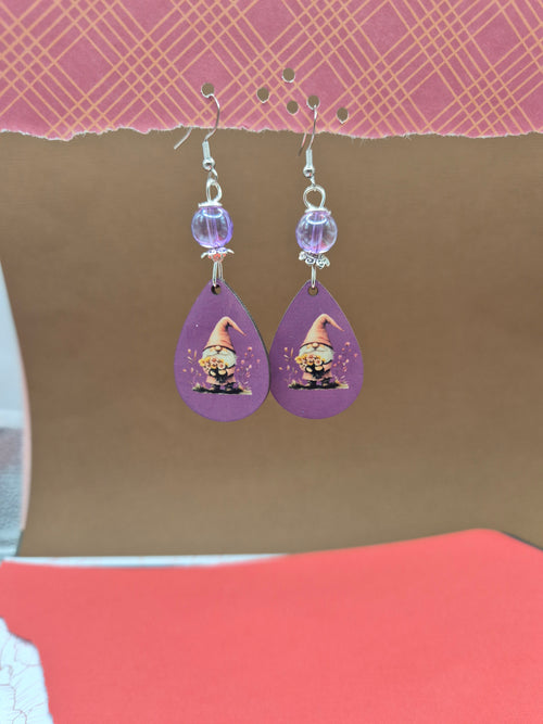 Flower Gnome Teardrop Earrings