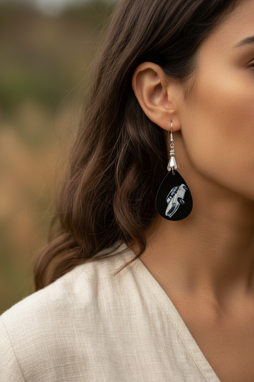 Vintage Car Teardrop Earrings