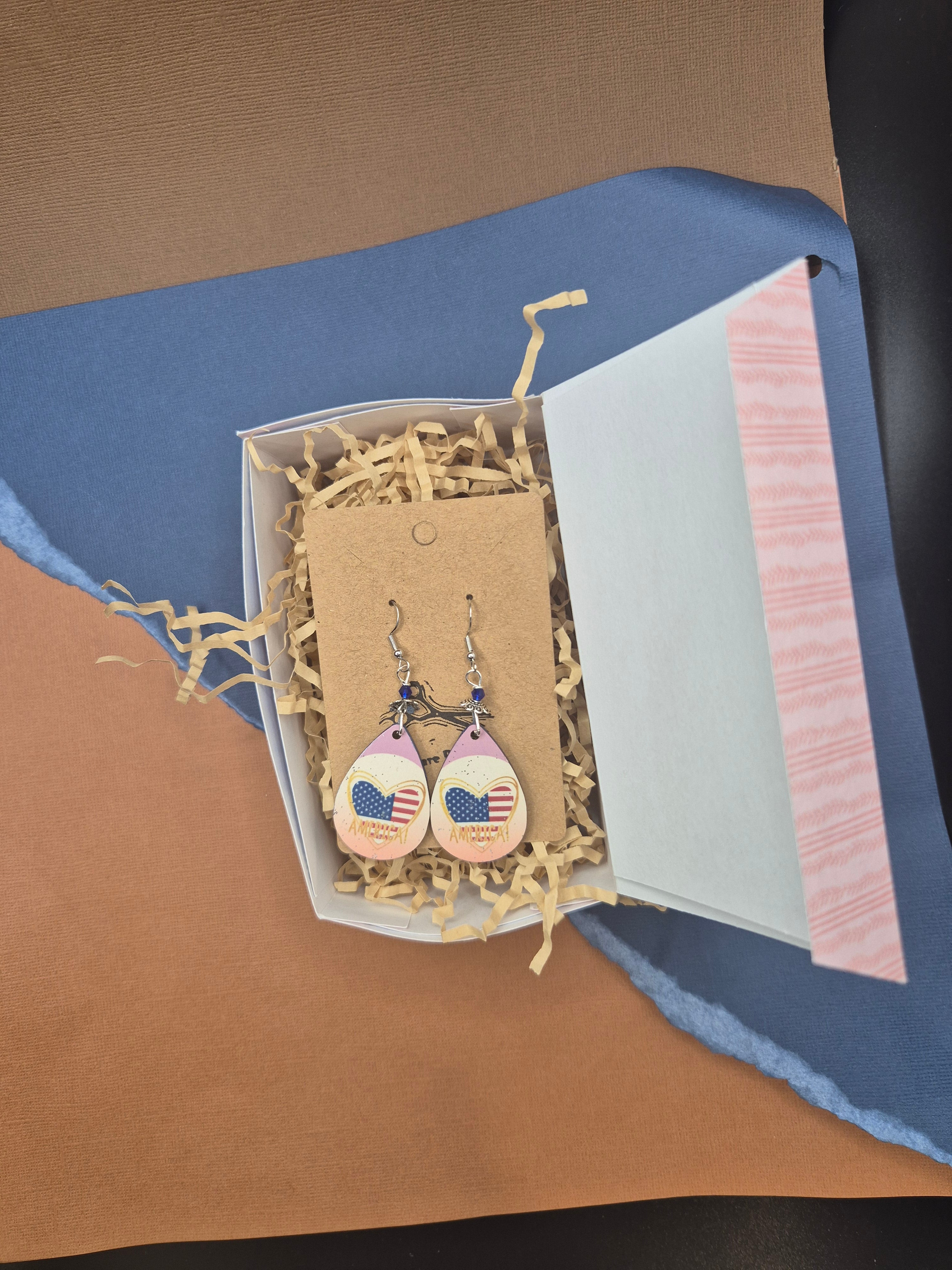 America Heart Teardrop Earrings