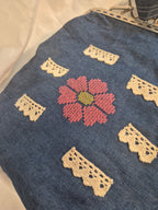 Denim Cross-Stitch Clasp Bag
