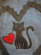 Denim Cat Heart Crossbody Bag