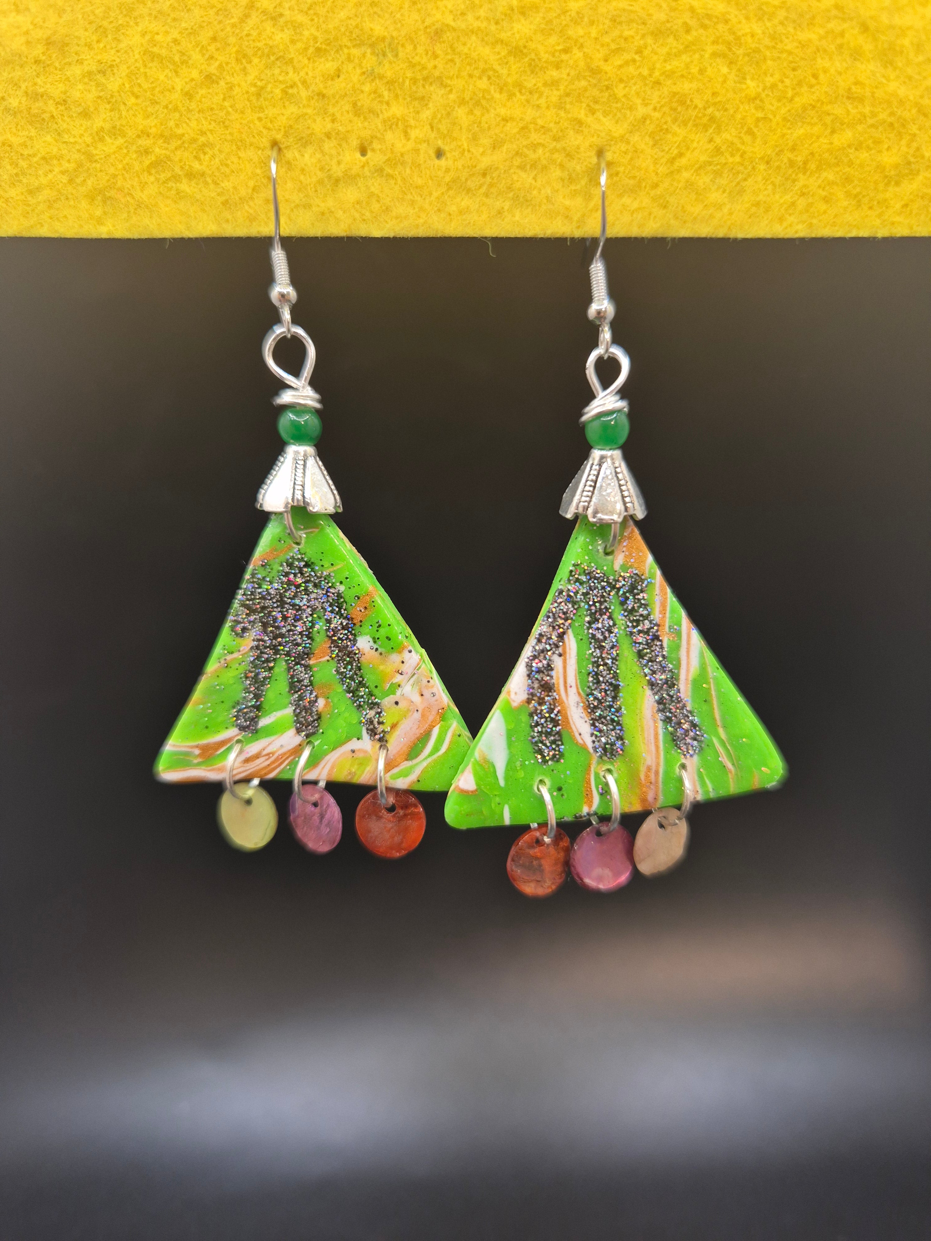 Clay Triangle Drop Earrings