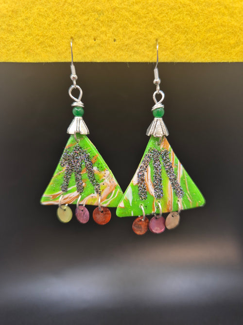 Clay Triangle Drop Earrings