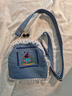 Denim Cat Teacup Crossbody Bag