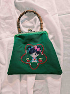 Cherry Girl Embroidered Bamboo Bag
