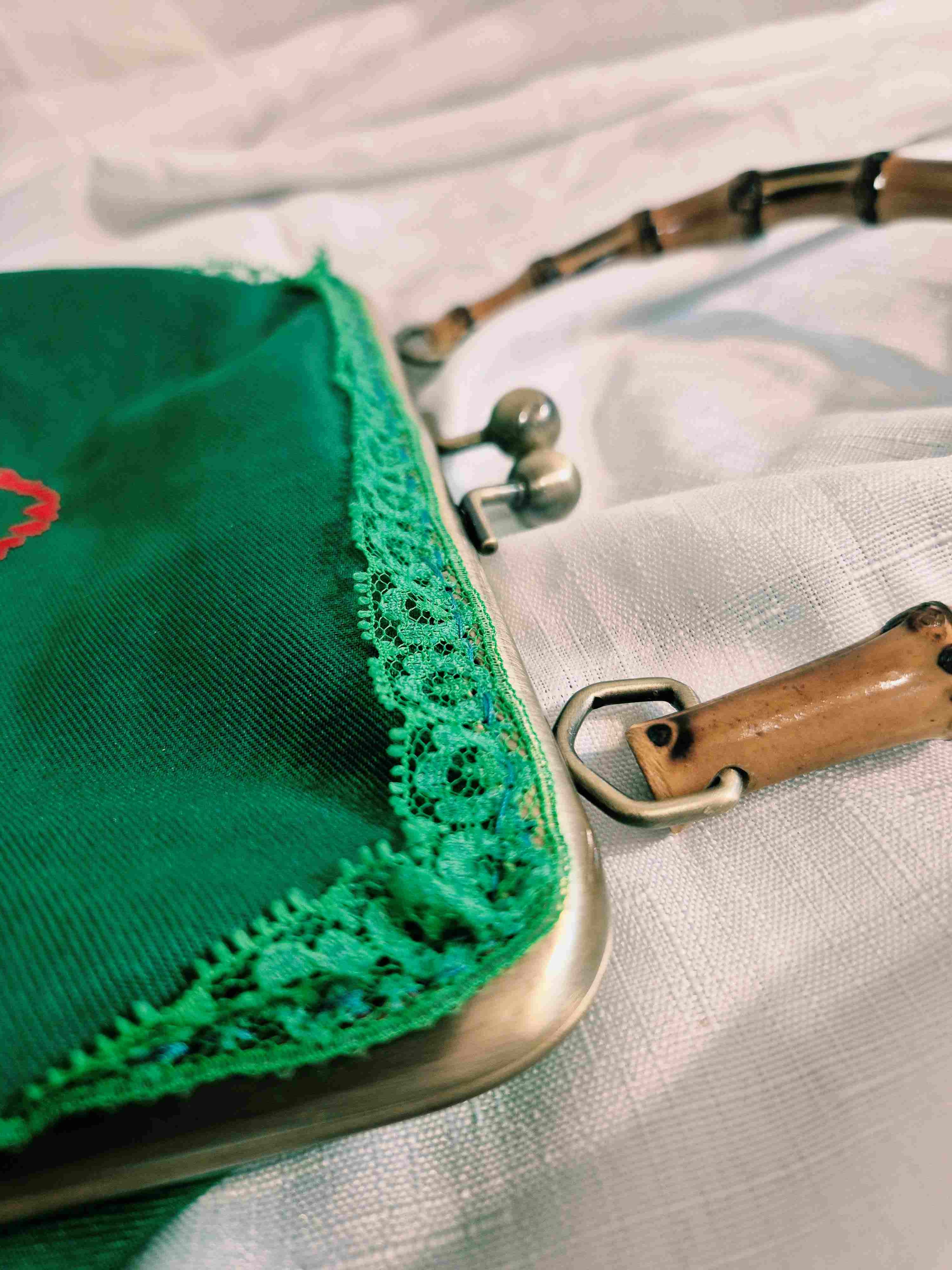 Cherry Girl Embroidered Bamboo Bag