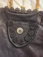 Black Bamboo Handle Crossbody Bag