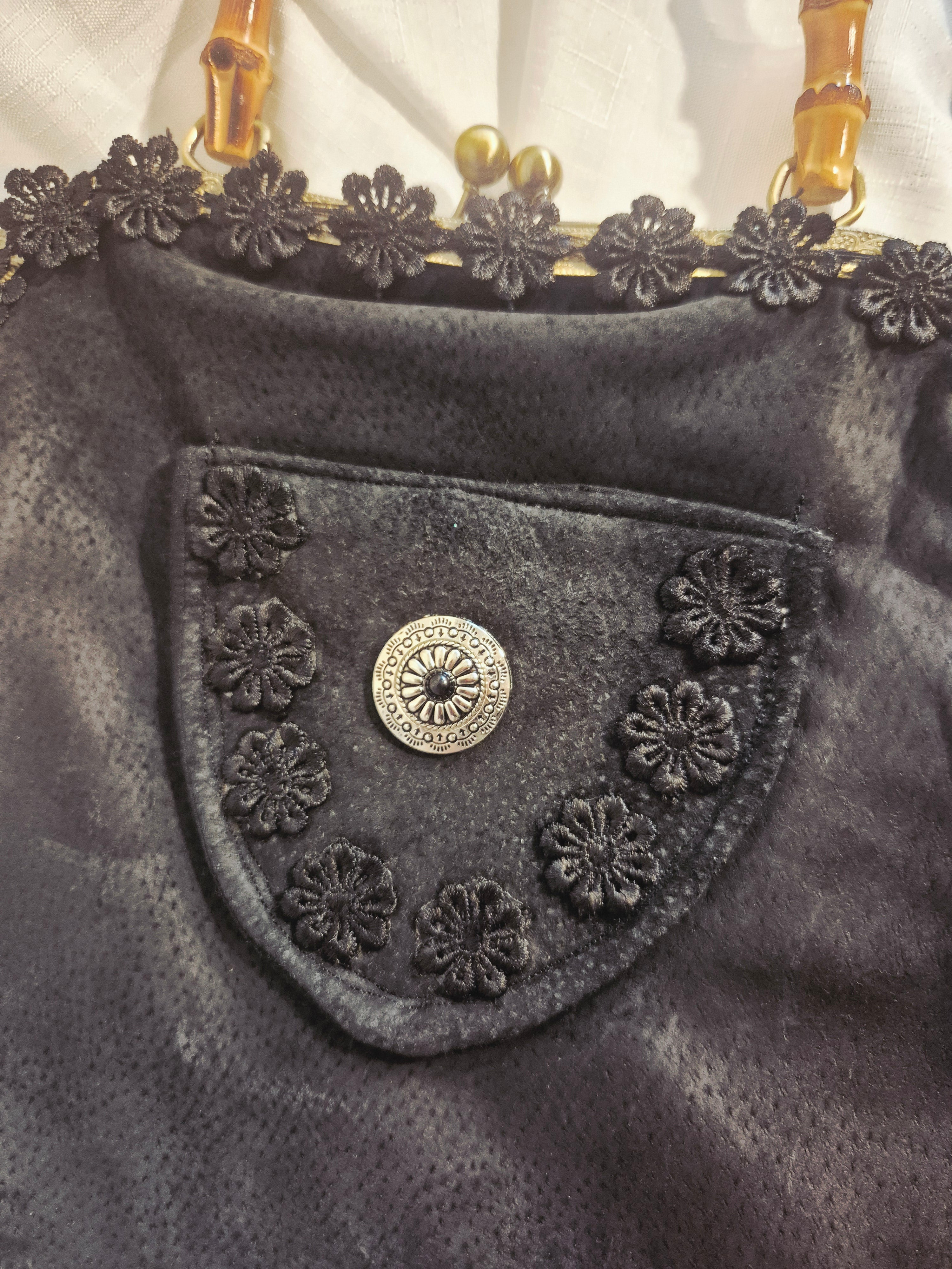 Black Bamboo Handle Crossbody Bag