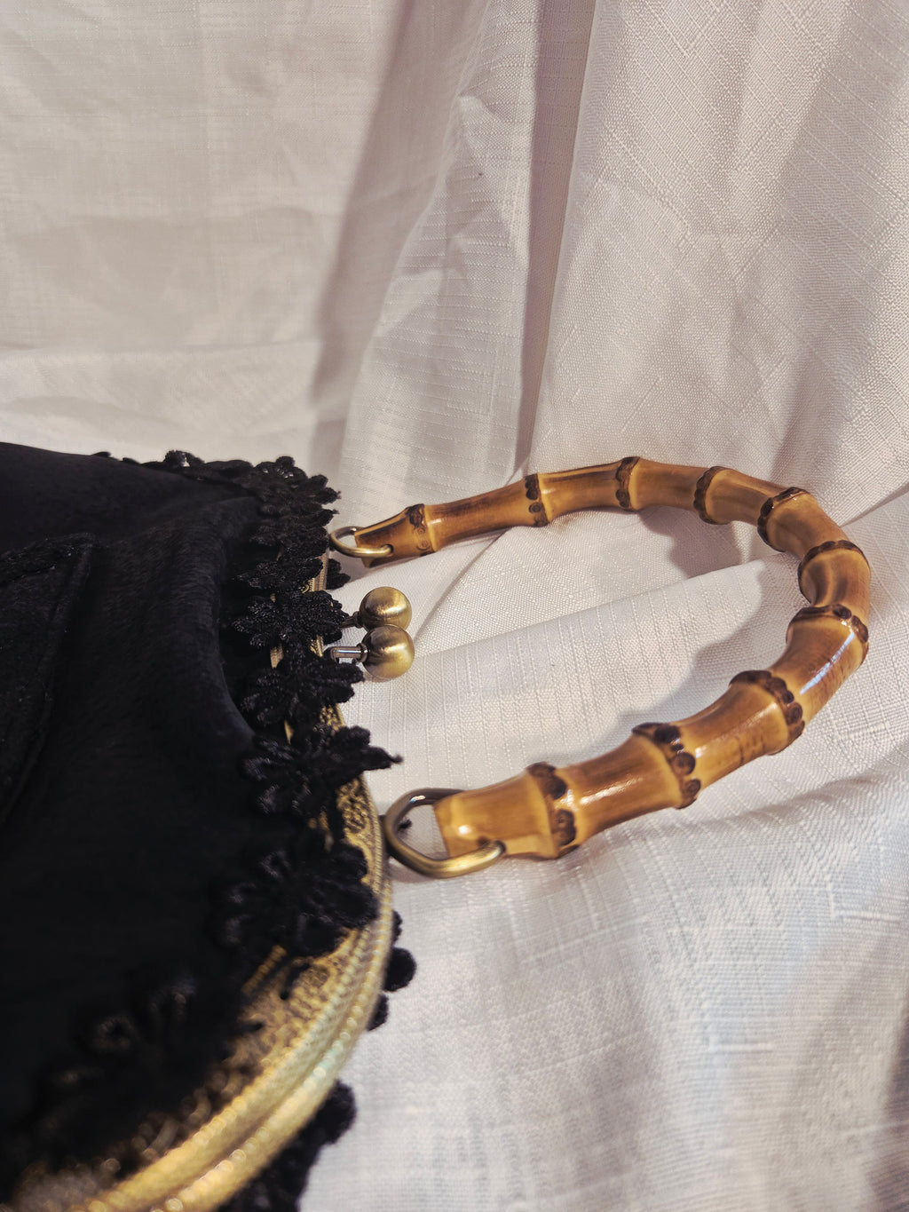 Black Bamboo Handle Crossbody Bag