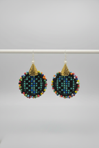 Close up dangling beaded earrings no clipping