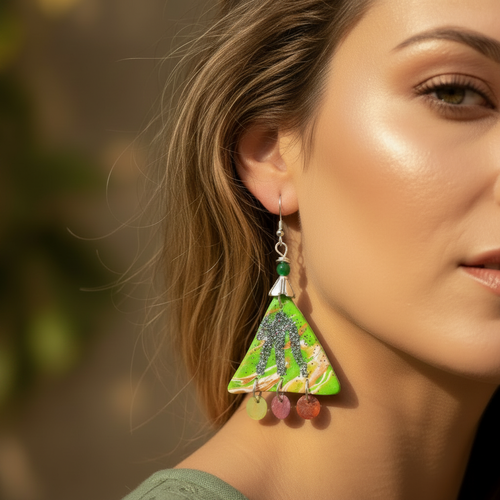 Earring close-up with averted gaze