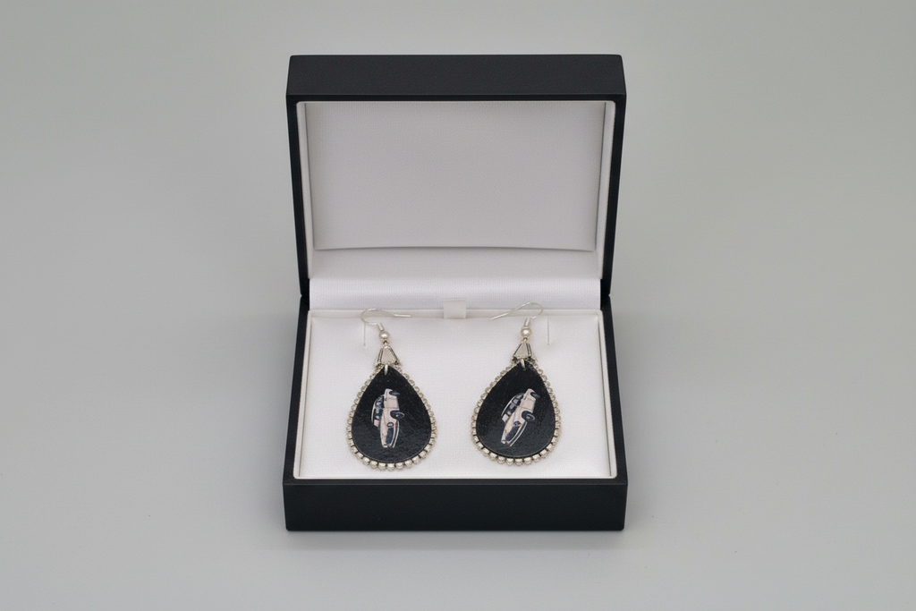 Earrings in a jewelry box