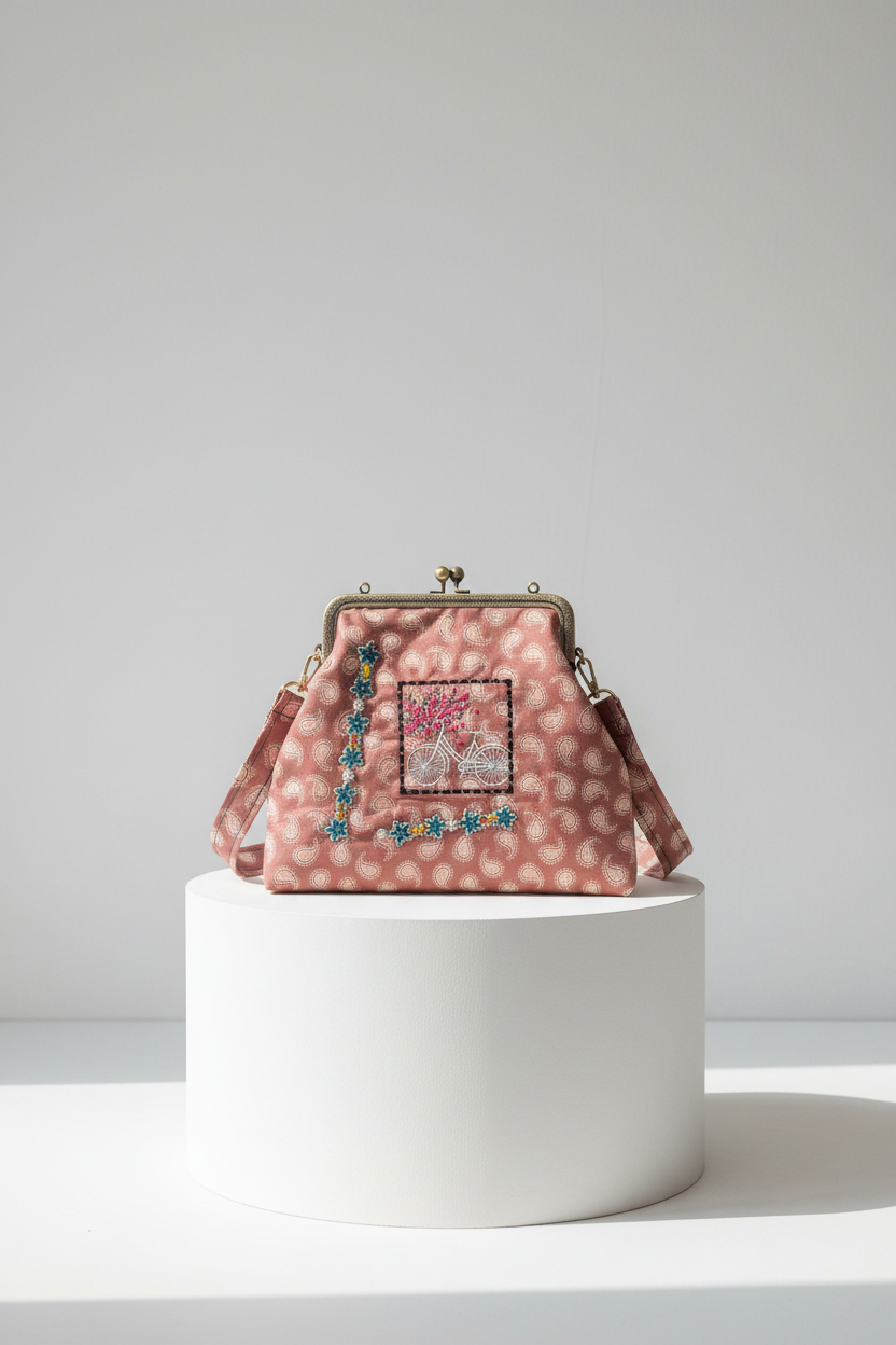 Kiss Clasp Bag on White Pedestal