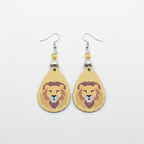 Lion Teardrop Earrings - bijela površina