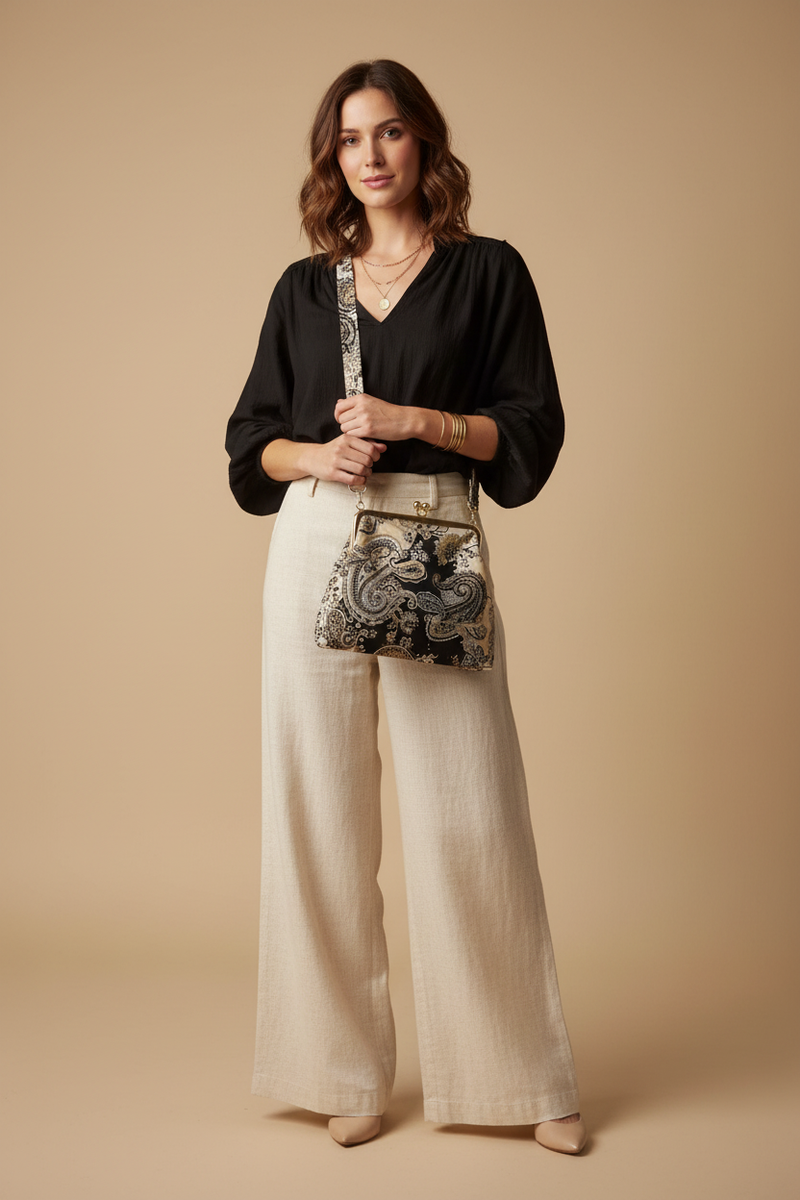 Paisley Kiss Clasp Bag - Model Shot