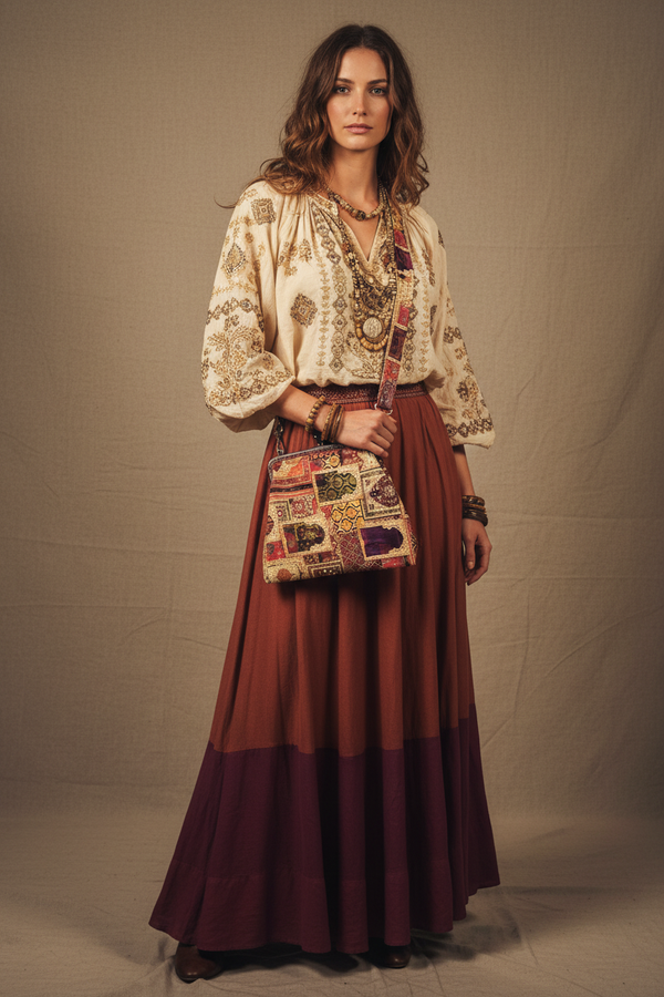 Patchwork Kiss Clasp Bag - Model Shot