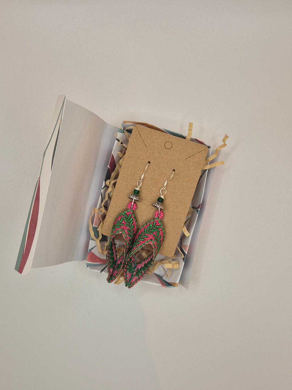Fern & Fuchsia Lace Drop Earrings