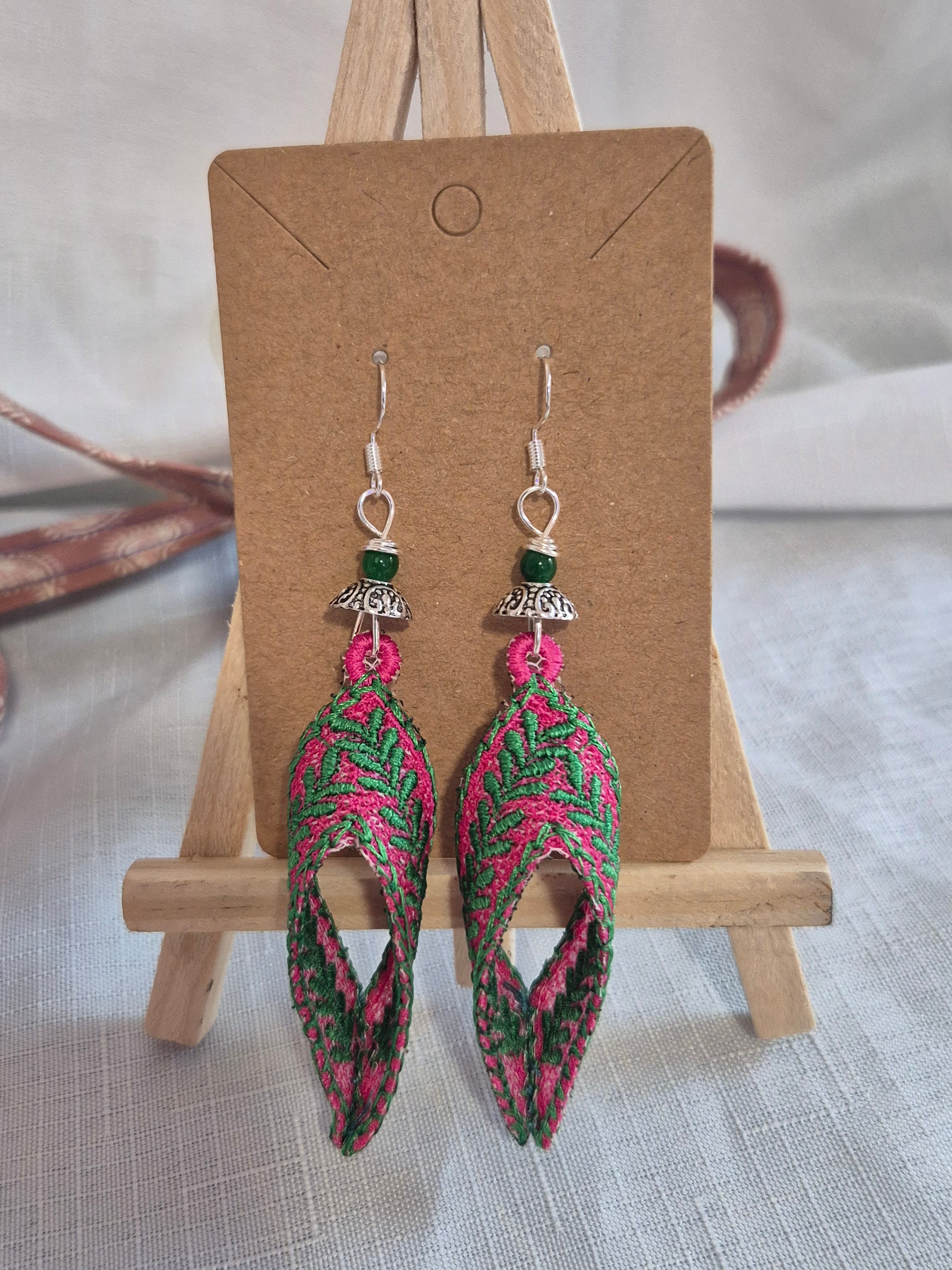 Fern & Fuchsia Lace Drop Earrings