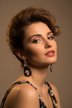 Woman wearing roller skate earrings